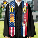 Graduation,Gift For Daughter,Dad - Daughters (Adult),Mom - Daughters (Adult),Happy,Dad - Sons,Gift For Son,Mom - Sons - Custom Photo Half and Half Flag Graduation - Personalized Stoles