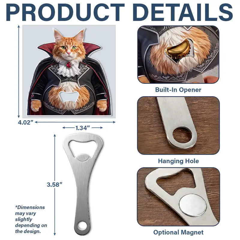 Art Design,Humorous,Halloween,Pet Lovers,Photo - Pet Belly Halloween Costume - Custom Photo Halloween Costume Pet Dog Cat Vampire Mummy Ghost - Personalized Custom Shaped Bottle Opener