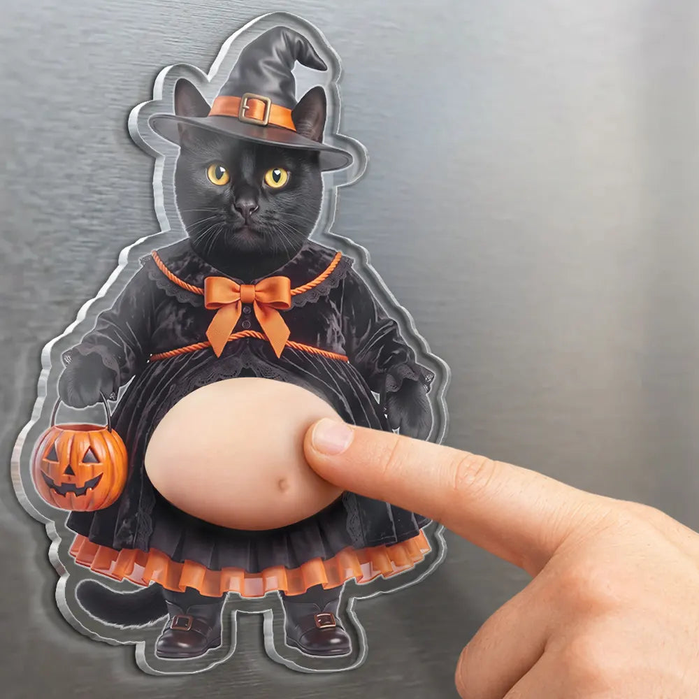 Art Design,Humorous,Halloween,Pet Lovers,Photo - Pet Belly Halloween Costume - Custom Photo Halloween Costume Pet Dog Cat Vampire Mummy Ghost - Personalized Squishy Acrylic Fridge Magnet