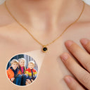 Happy,Parents,Gift For Grandparents,Gift For Mother,Gift For Wife,Gift For Grandma - Custom Photo Happy Kid Grandkids Parents Grandparents - Personalized Bubble Projection Necklace