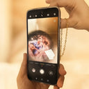 Happy,Parents,Gift For Grandparents,Gift For Mother,Gift For Wife,Gift For Grandma - Custom Photo Happy Kid Grandkids Parents Grandparents - Personalized Bubble Projection Necklace
