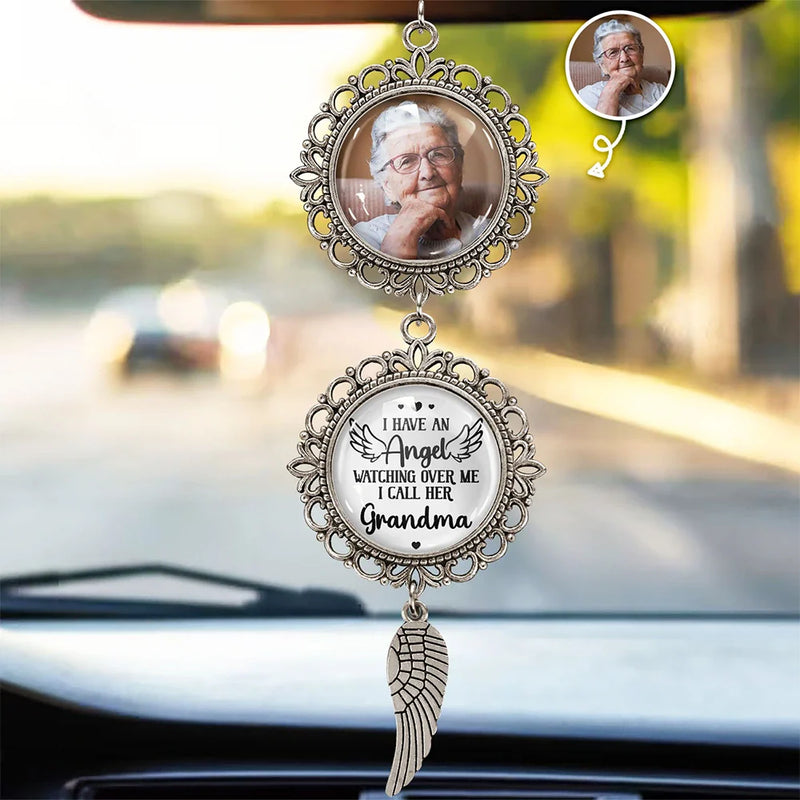 Memorial,Custom Photo,Gift For Mother,Sad - Custom Photo Have An Angel Watching Over Me - Personalized Photo Pendant Charm