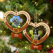 Christmas,Dog Lovers,Memorial,Sad - Custom Photo Heart-Shaped Dog Collar Keepsake - Personalized Custom Shaped Wooden Ornament