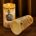 Memorial, Custom Photo, Sad - Custom Photo Her Light Remains - Personalized Flameless LED Candle