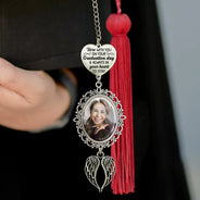 Graduation,Gift For Yourself,Custom Photo,Memorial,Sad - Custom Photo Here With You - Personalized Graduation Tassel Charm