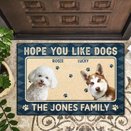 Pet Lovers, Pet Mom, Pet Dad, Dog Lovers, Dog Mom, Dog Dad, Cat Lovers, Cat Mom, Cat Dad, Family, Happy, Custom Photo - Custom Photo Hope You You Like Pets - Personalized Doormat