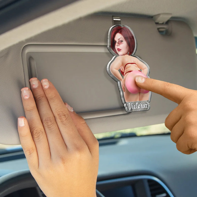 Custom Photo,Gift For Men,Gift For Yourself,Humorous,Cut-Face Photo - Custom Photo Hope Your Day Is Nice - Personalized Squishy Acrylic Car Visor Clip