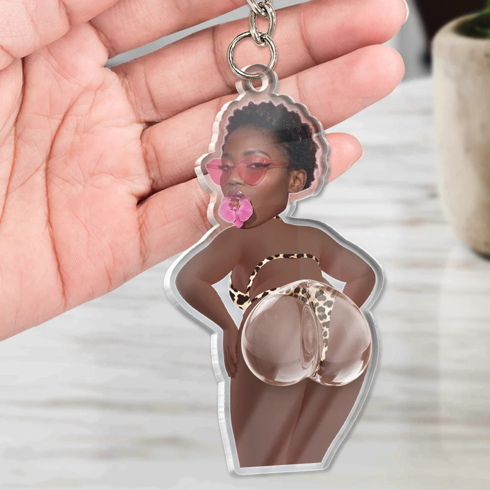 Custom Photo,Gift For Men,Gift For Yourself,Humorous,Cut-Face Photo - Custom Photo Hope Your Day Is Nice - Personalized Squishy Acrylic Keychain