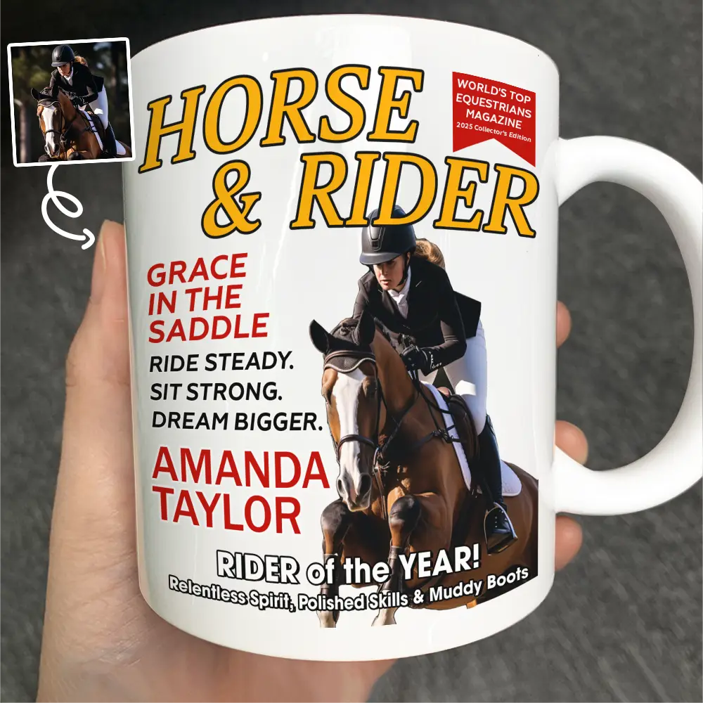 Custom Photo Horse And Rider Magazine - Personalized Mug