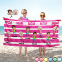 Gift For Mother,Gift For Aunt,Gift For Grandma,Funny,Custom Photo - Custom Photo Hot Mom Mum Aunt Summer Color Stripe - Personalized Beach Towel