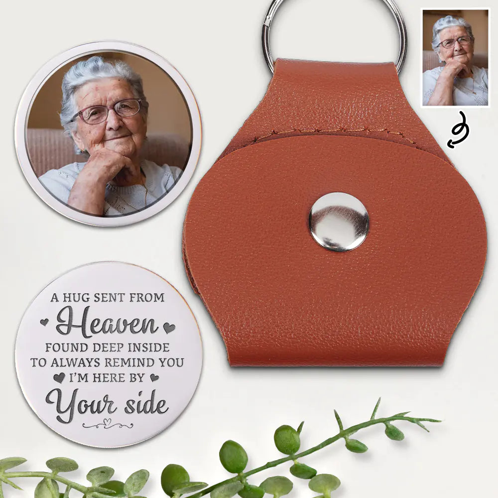 Custom Photo I Am Here By Your Side - Personalized Leather Pocket Hug
