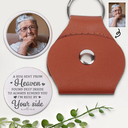Custom Photo I Am Here By Your Side - Personalized Leather Pocket Hug