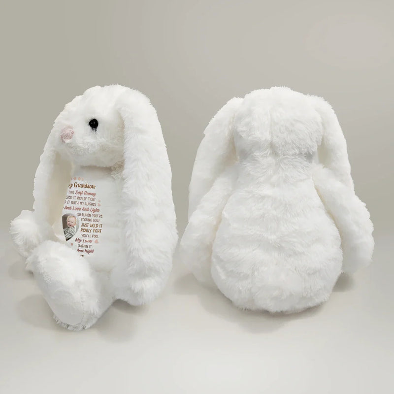 Gift For Grandma, Grandma - Grandkids, Gift For Grandkids, Gift For Daughter, Gift For Mother, Love - Custom Photo I Filled It With My Wishes Grandmother Granddaughter - Personalized Soft Toy Bunny