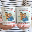 Family,Dad - Daughters (Adult),Dad - Daughters (Young),Gift For Daughter,Mom - Daughters (Adult),Mom - Daughters (Young),Dad - Sons,Gift For Son,Mom - Sons,Grandpa - Grandkids,Grandma - Grandkids,Gift For Grandkids,Custom Photo,Happy - Custom Photo I Smile Because You Are My Daughter Son Grandkid - Personalized Mug