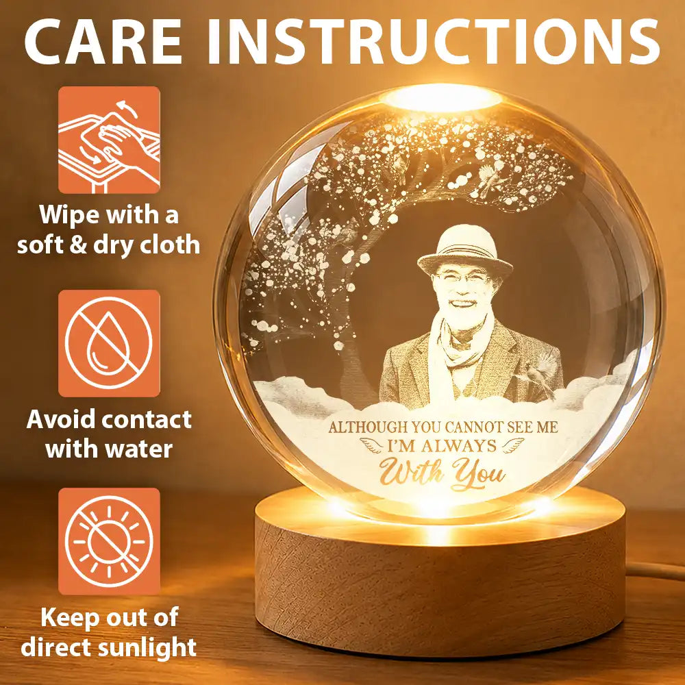 Custom Photo,Sad,Memorial - Custom Photo I'm Always With You - Personalized Crystal Globe Lamp