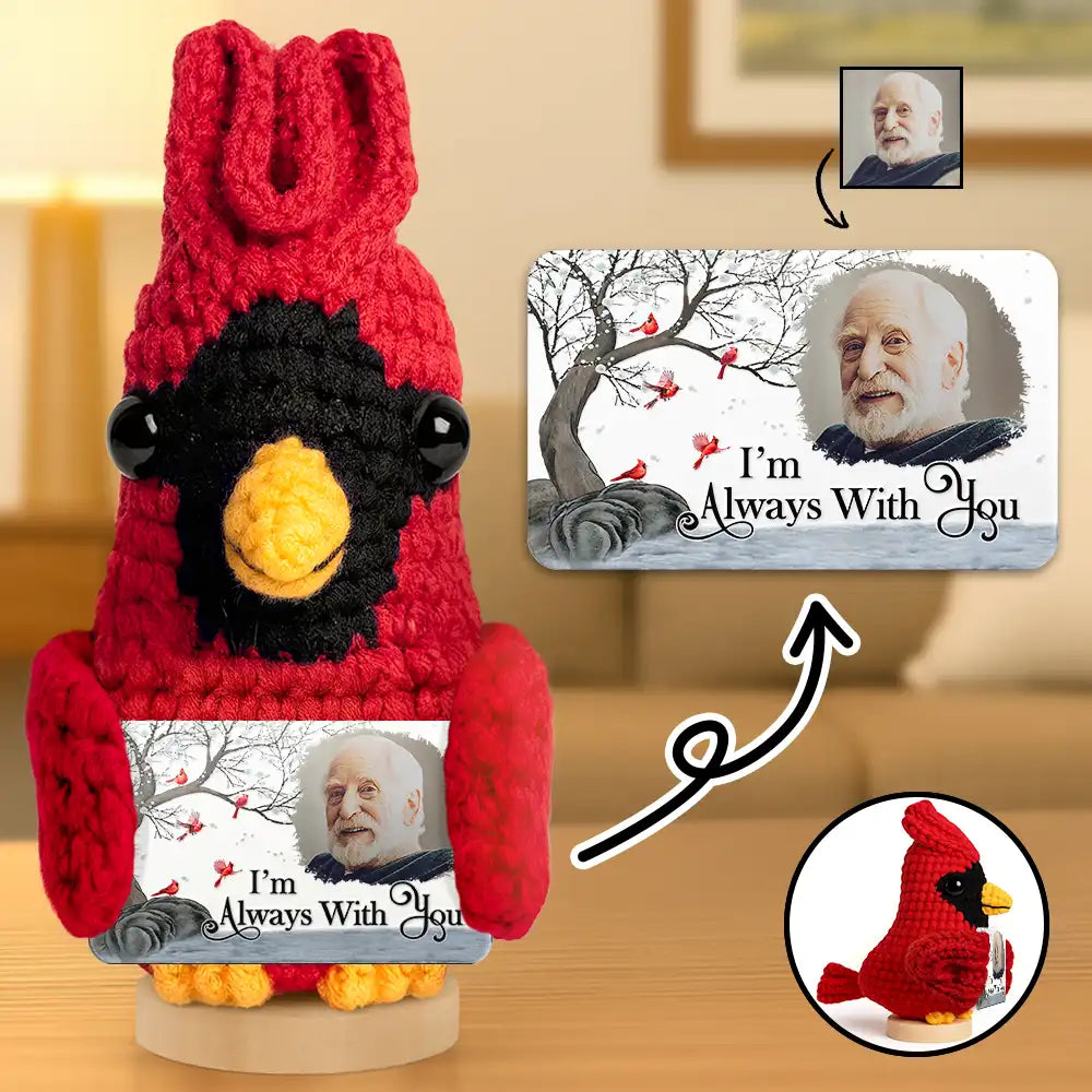 Custom Photo I'm Always With You Memorial - Personalized Doll Crochet With Custom Card