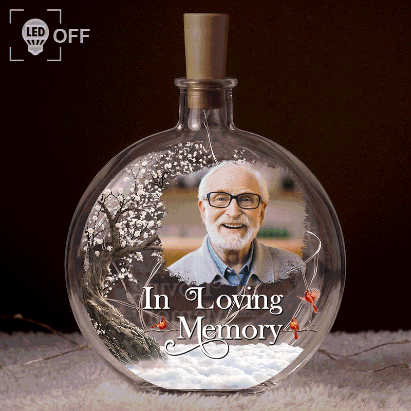 Memorial Loved One,Christmas,Custom Photo,Sympathetic,Family,Memorial,Upload Full Photo - Custom Photo I'm Always With You Memorial Gift - Personalized Round Flat Bottle Light