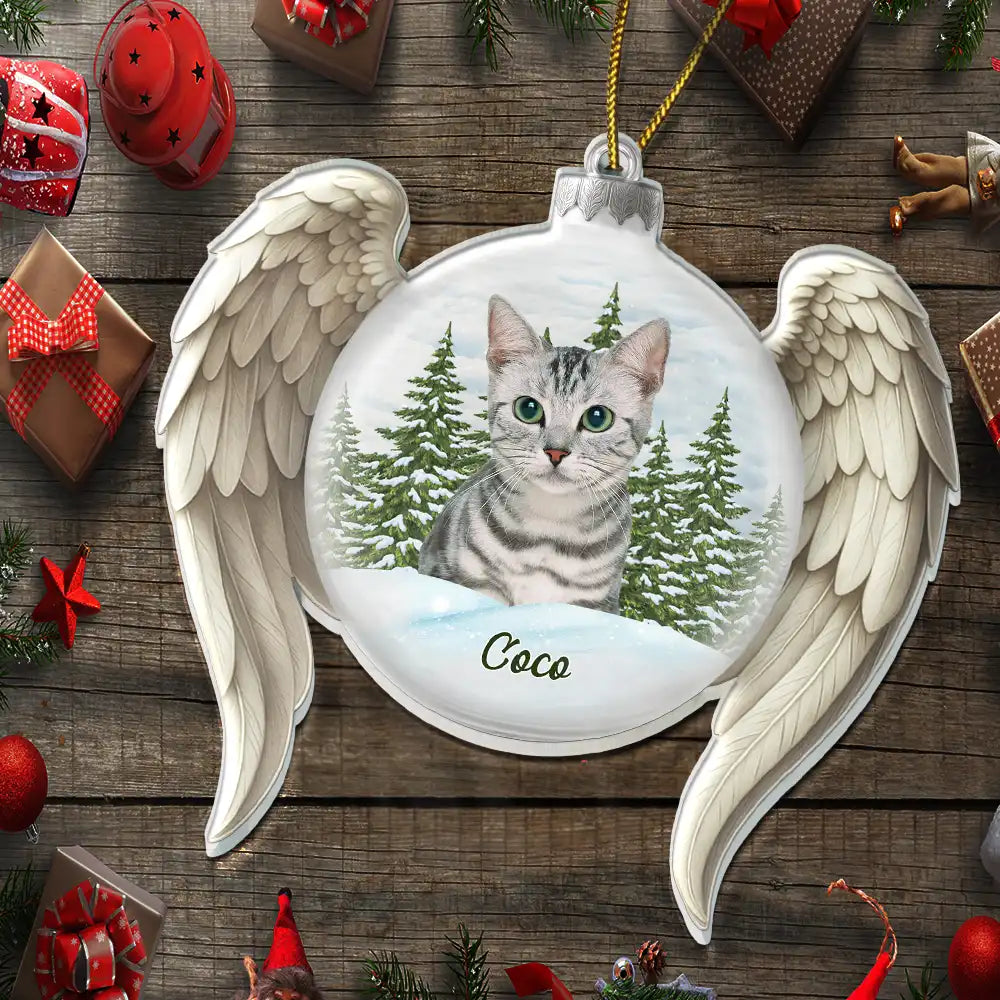 Christmas,Memorial,Sad,Pet Lovers,Dog Lovers,Cat Lovers,Family - Custom Photo In Loving Memory - Personalized Custom Shaped Acrylic Ornament