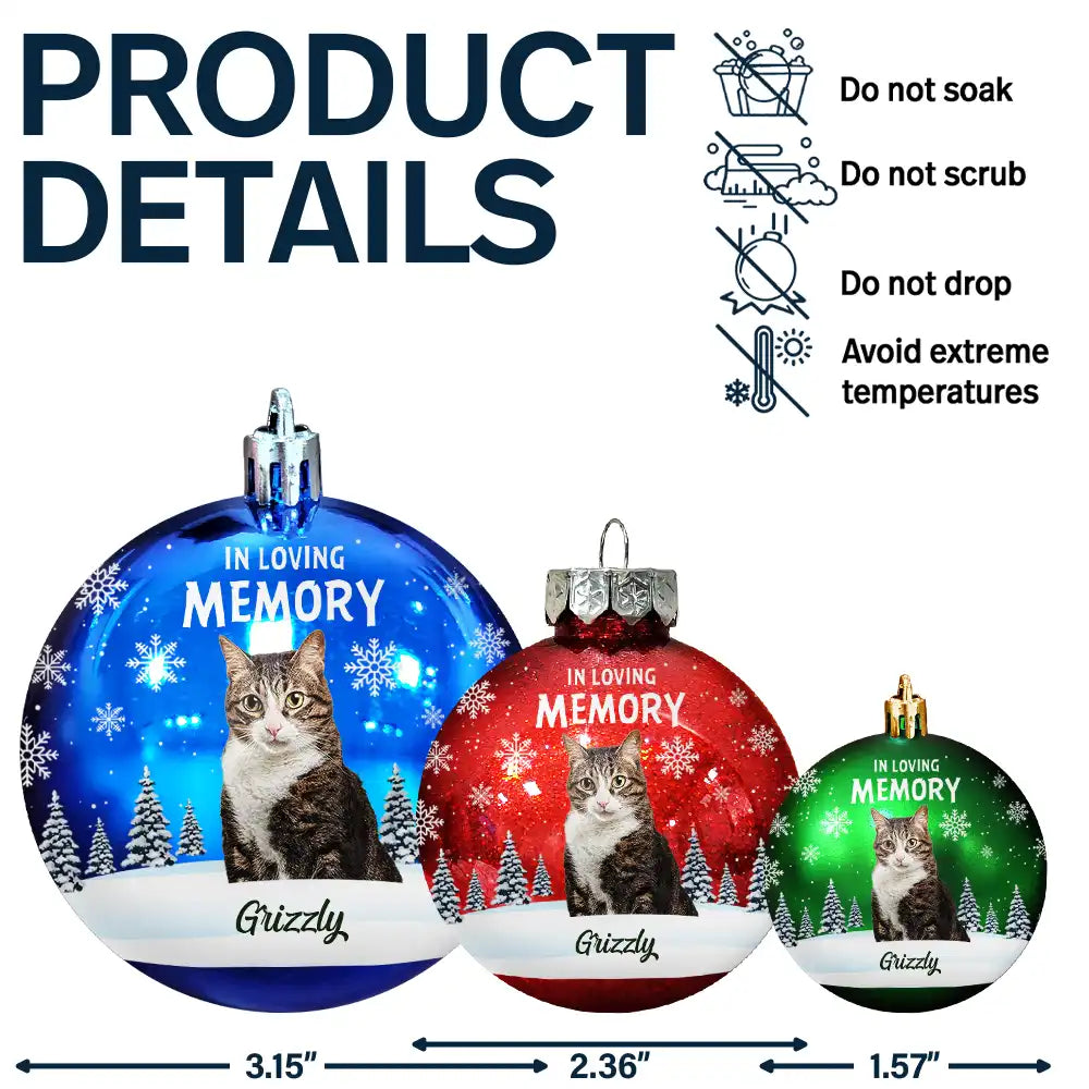 Dog Lovers,Pet Lovers,Christmas,Cat Lovers,Memorial,Sad - Custom Photo In Loving Memory Pet - Personalized Ball Ornament