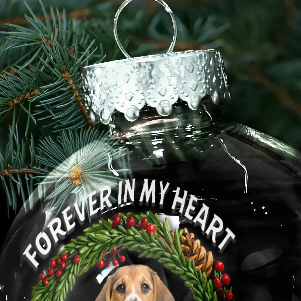 Dog Lovers,Pet Lovers,Christmas,Cat Lovers,Memorial,Sad - Custom Photo In Loving Memory Pet Lovers - Personalized Ball Ornament