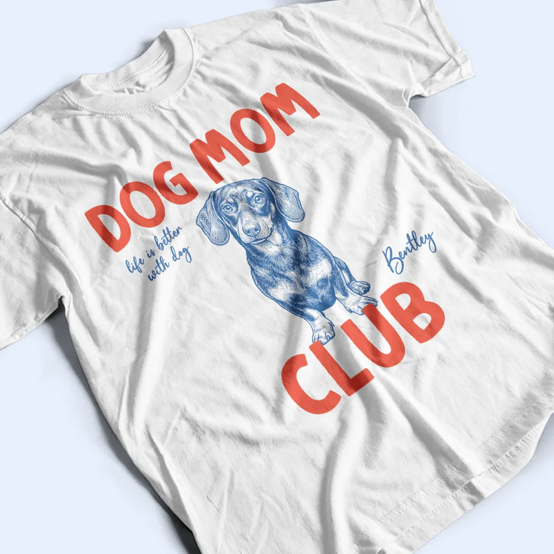 Pet Lovers,Dog Lovers,Cat Lovers,Dog Mom,Cat Mom - Custom Photo Ink Drawing Cat Mom Dog Mom Club - Personalized T Shirt