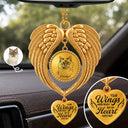 Art Design,Sentimental,Christmas,Pet Lovers,Memorial,Photo - Ink Drawing - Custom Photo Ink Drawing Memorial Pet You Left Paw Prints On My Heart - Personalized Angel Wings Photo Ornament
