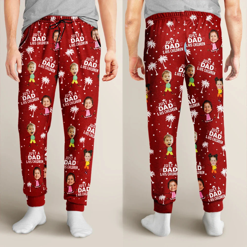 Gift For Father,Dad,Children - Custom Photo Just A Dad And His Girl - Personalized Pajama Pants