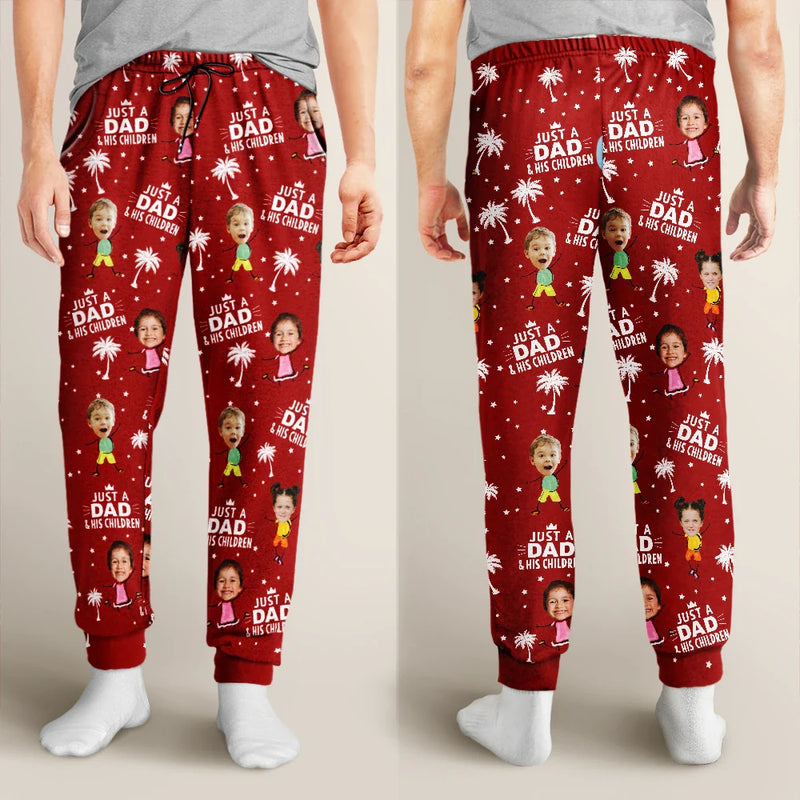 Gift For Father,Dad,Children - Custom Photo Just A Dad And His Girl - Personalized Pajama Pants