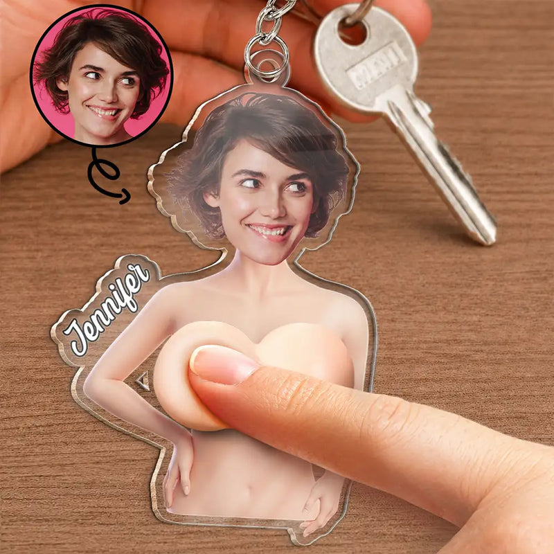 Custom Photo,Gift For Men,Gift For Yourself,Humorous,Cut-Face Photo - Custom Photo Just One More Poke - Personalized Squishy Acrylic Keychain