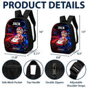 Adorable,Back To School,Custom Photo,Gift For Kids,Cut-Face Photo - Custom Photo Kid Car Racing - Personalized Kids Backpack