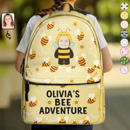 Gift For Kids, Back To School - Custom Photo Kid's Dinosaur Unicorn Bear Adventure - Personalized Canvas Backpack