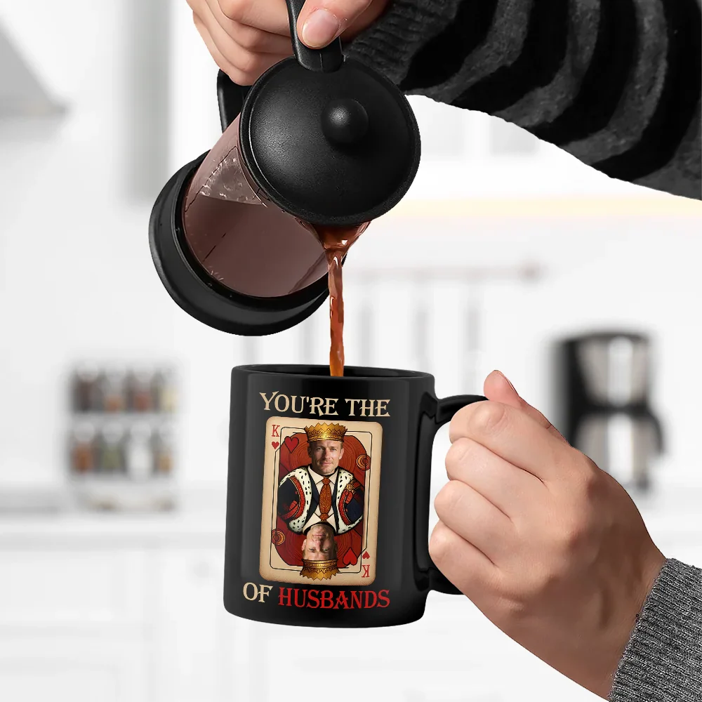 Gift For Men, Gift For Father, Funny, Custom Photo, Gift For Husband, Gift For Uncle - Custom Photo King Of Dads - Personalized Black Mug