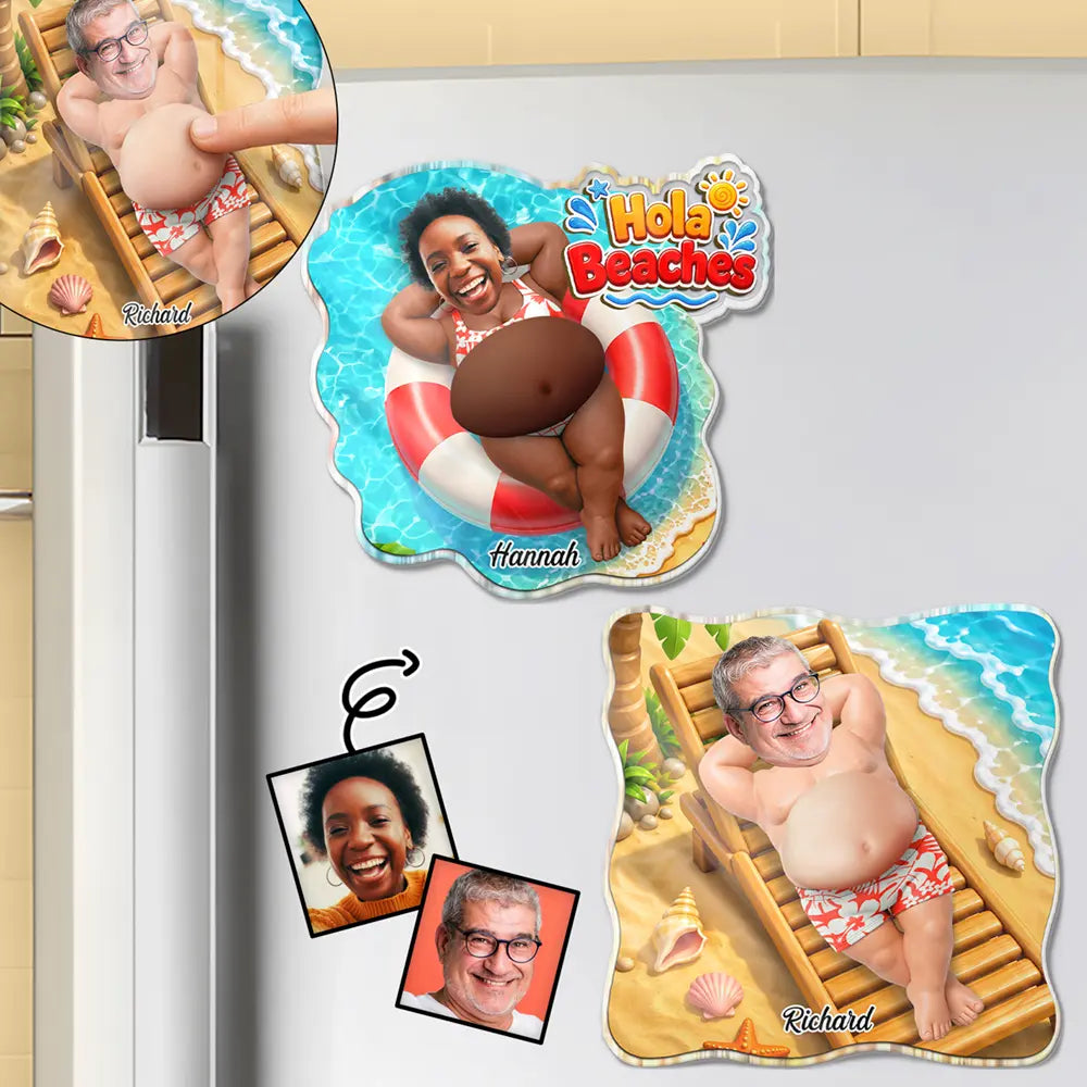 Custom Photo Life Is Better At The Beach - Personalized Squishy Acrylic Fridge Magnet