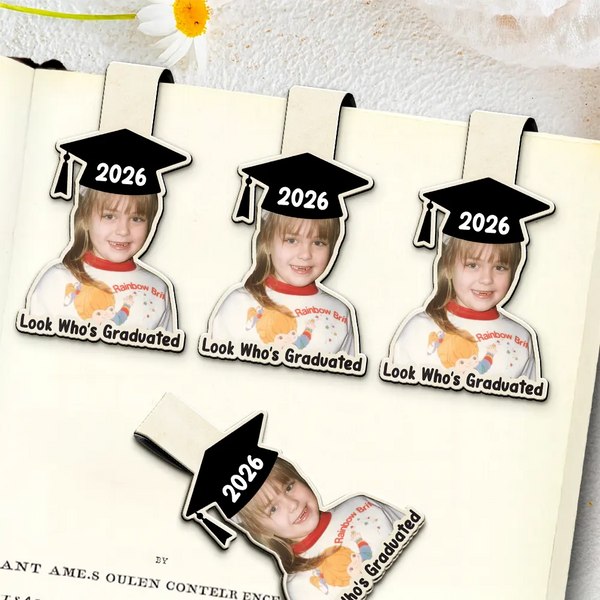Parents,Gift For Grandparents,Gift For Mother,Gift For Father,Graduation,Custom Photo,Happy - Custom Photo Look Who's Graduated - Personalized Custom Shaped Magnetic Bookmark Clip