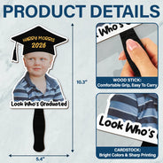 Graduation,Gift For Yourself,Gift For Women,Gift For Men,Gift For Daughter,Gift For Son,Gift For Sisters,Gift For Brothers,Gift For Bestie,Gift For Sibling,Happy - Custom Photo Look Who's Graduated - Personalized Graduation Handheld Fan