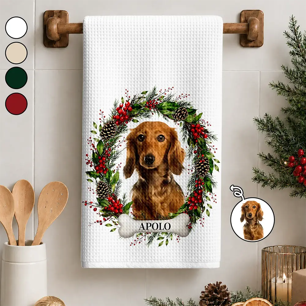 Custom Photo Lovely Pet Face Dog Cat - Personalized Kitchen Towel