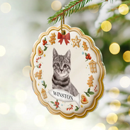 Happy,Christmas,Pet Lovers,Custom Photo - Custom Photo Lovely Pet Face Gingerbread - Personalized Custom Shaped Acrylic Ornament