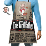 Gift For Yourself,Gift For Men,Gift For Father,Dad's Hobby,Gift For Grandpa,Grandpa's Hobby,Grilling,Funny,Custom Photo - Custom Photo Meat Smoking Grillfather - Personalized Apron