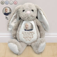 Sad,Memorial,Gift For Grandparents,Gift For Sibling,Family,Parents - Custom Photo Memorial A Hug From Heaven - Personalized Soft Toy Bunny