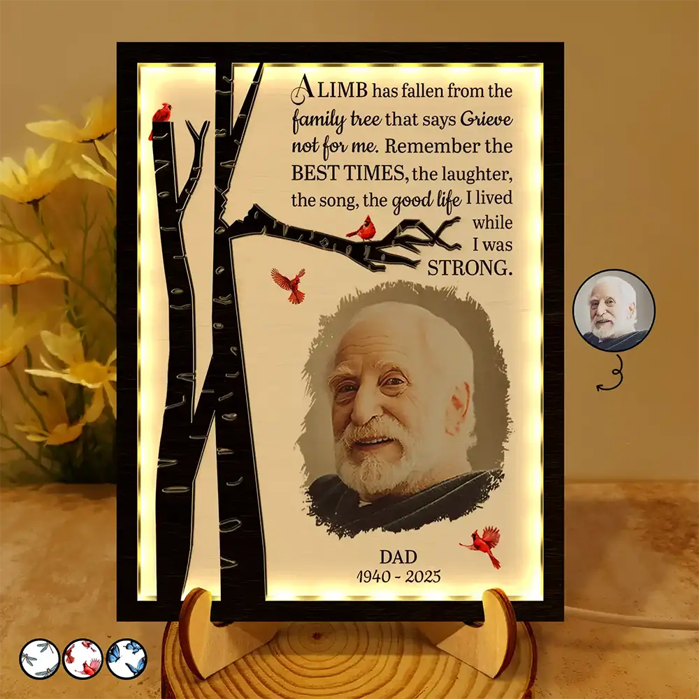 Custom Photo Memorial A Limb Has Fallen - Personalized LED Light Wooden Plaque
