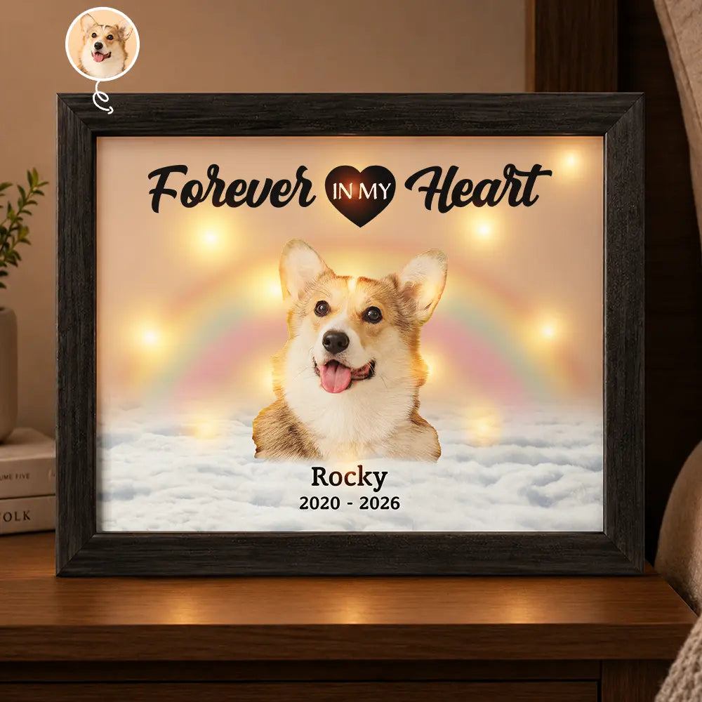 Custom Photo Memorial Forever In My Heart - Personalized LED Light Shadow Box