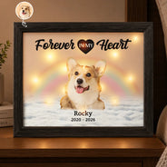 Christmas,Custom Photo,Sympathetic,Pet Lovers,Memorial,Remove BG Photo - Custom Photo Memorial Forever In My Heart - Personalized LED Light Shadow Box