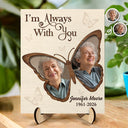 Memorial,Family,Custom Photo,Love - Custom Photo Memorial Forever In My Heart Mother Father - Personalized 2-Layered Wooden Plaque With Stand