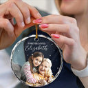 Custom Photo, Christmas, Memorial, Sad, Family - Custom Photo Memorial Forever Loved Remembrance Gifts - Personalized Circle Glass Ornament