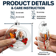 Sad,Memorial,Family,Parents,Gift For Grandparents,Christmas - Custom Photo Memorial I'm Always With You - Personalized Clear Flat Ball Ornament