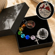 Christmas, Custom Photo, Sympathetic, Family, Memorial, Upload Full Photo, Icon - Custom Photo Memorial I'm Always With You - Personalized Crystal Suncatcher With Charm