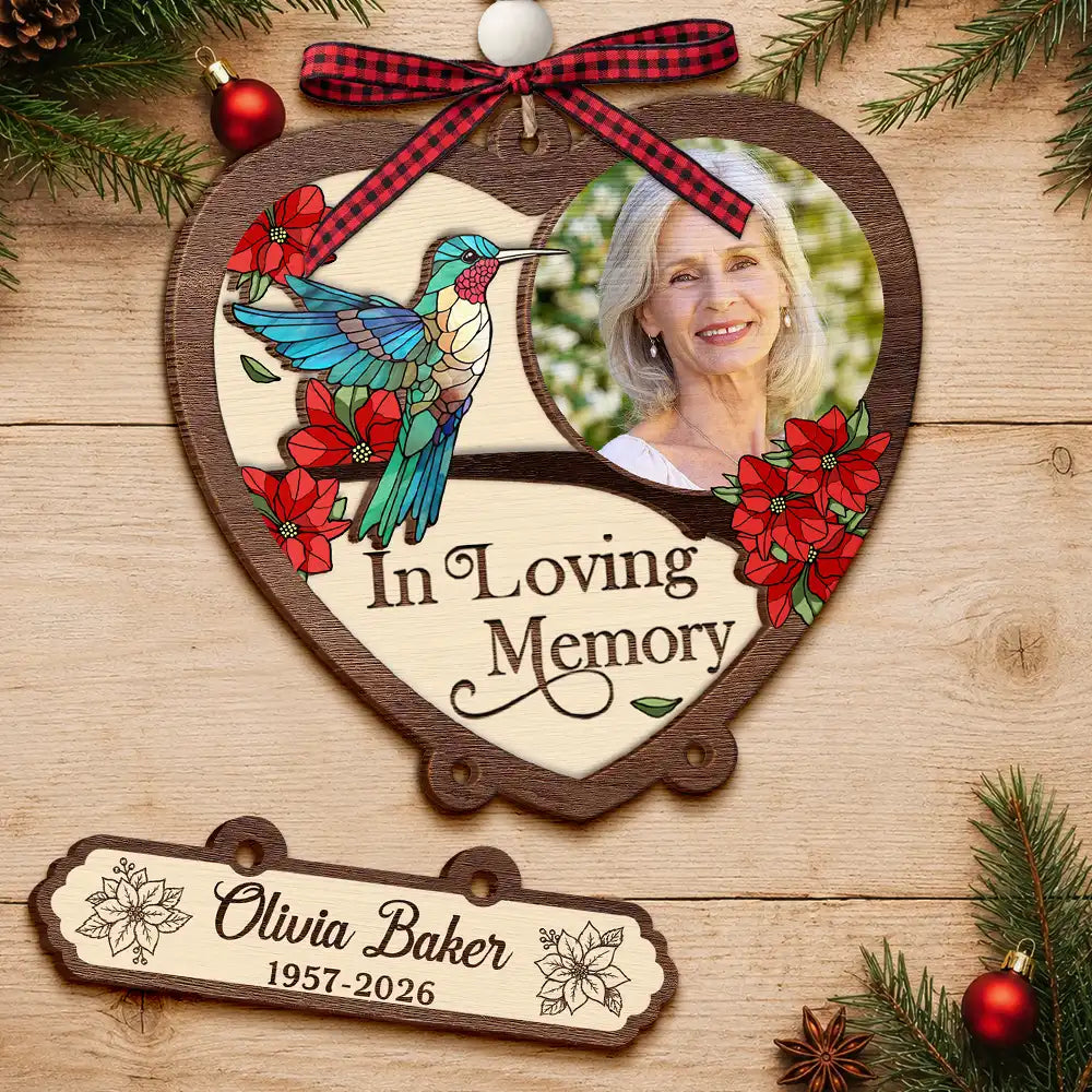 Top Market,Memorial Loved One,Christmas,Custom Photo,Cozy,Family,Memorial,Upload Full Photo - Custom Photo Memorial I'm Always With You - Personalized Wooden Ornament With Tag