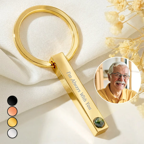 Family,Memorial,Sad,Pet Lovers,Pet Mom,Pet Dad,Pet Couple - Custom Photo Memorial In Loving Memory Family And Pet - Personalized Photo Projection Keychain
