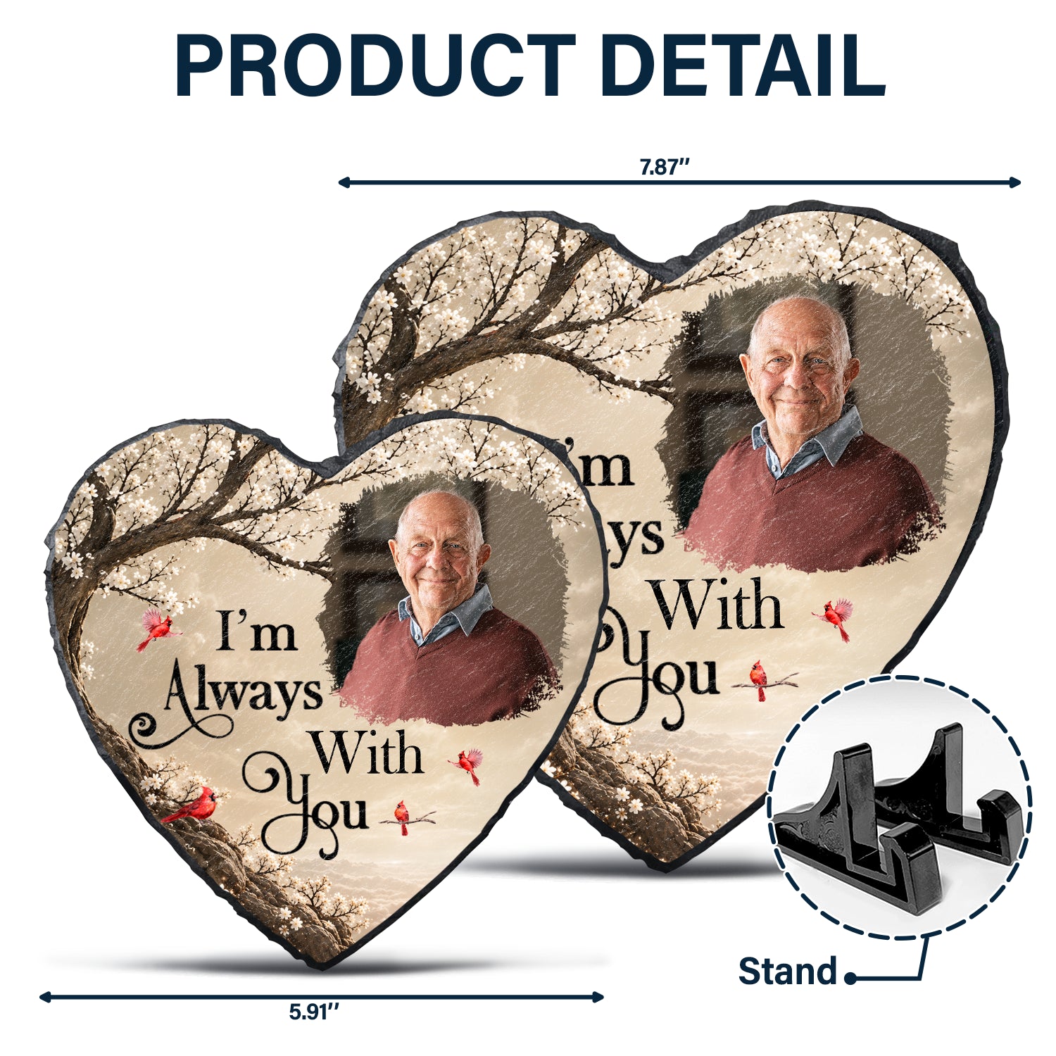 Memorial Loved One, Christmas, Custom Photo, Sympathetic, Family, Memorial, Upload Full Photo - Custom Photo Memorial Loved One I'm Always With You - Personalized Heart Memorial Garden Stone