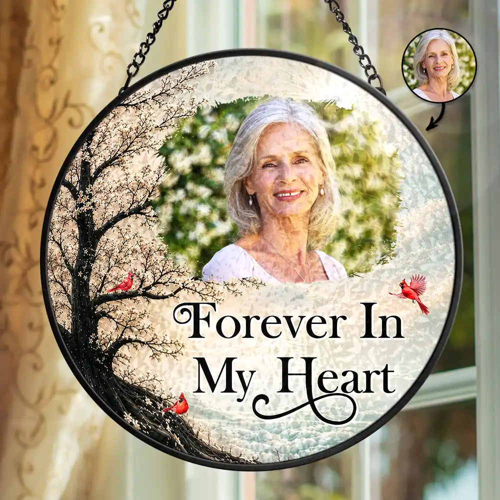 Memorial Loved One,Christmas,Custom Photo,Sympathetic,Family,Memorial,Upload Full Photo - Custom Photo Memorial Loved One I'm Always With You - Personalized Stained Glass Window Hanging Suncatcher